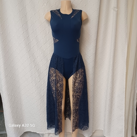 balera Dresses & Skirts - Balera Lace Skirt Maxi Dress Navy and Beige Lace Dress Lyrical Dance Size Ma